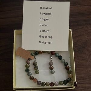 Grace Multicolor Agate Beaded Bracelet and Drop Earrings